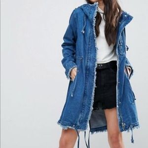 Asos blue hooded denim jacket